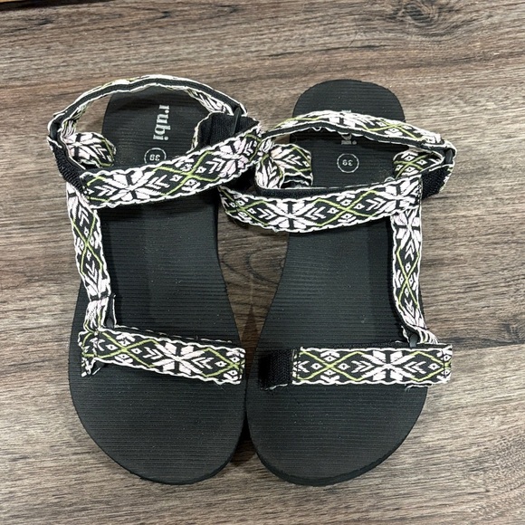 Rubi Universal Sandals Stylish Black Pink Green Size 39 - Picture 2 of 6